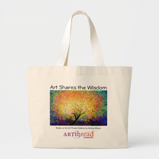 ArtThreadのジャンボトート-知恵を共有して下さい! ラージトートバッグ (正面)