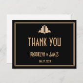 Artv Deco Black 素晴らし Gatsby結婚 Thank You ポストカード (正面/裏面)