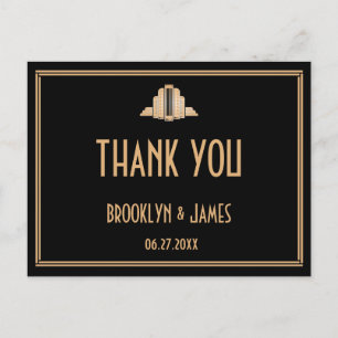 Artv Deco Black 素晴らし Gatsby結婚 Thank You ポストカード