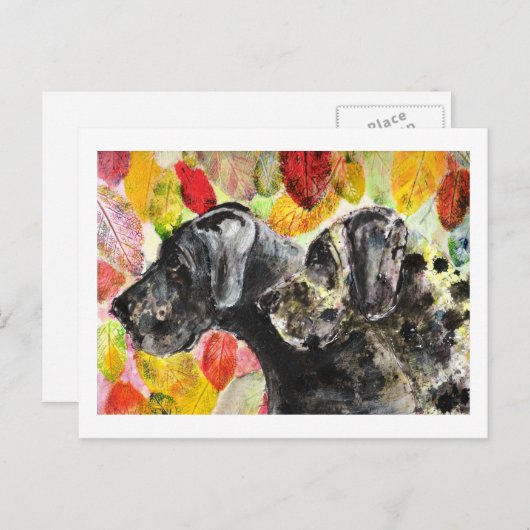 ARtwork Great Dane dogs ポストカード (正面/裏面)