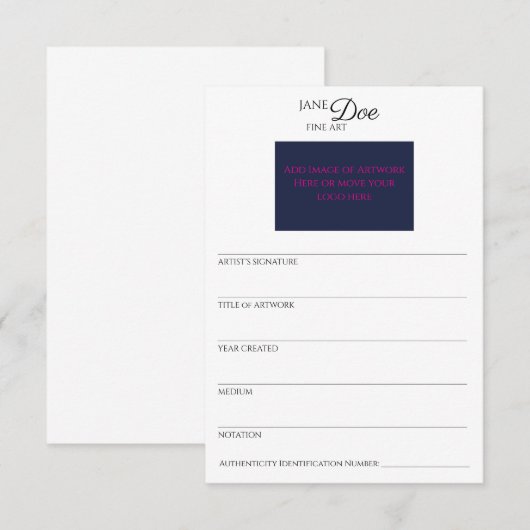 Artwork Information Card  招待状 (正面/裏面)