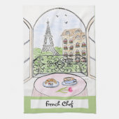 Artwork Whimsical Paris Eiffel Tower French Chef  キッチンタオル (縦)