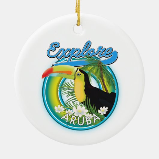 Aruba旅行ロゴを探索する セラミックオーナメント (裏面)