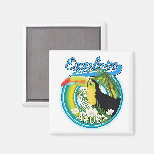 Aruba旅行ロゴを探索する マグネット (正面/裏面)