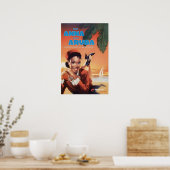 Aruba Art Martinair Travel Poster Caribbean Print  ポスター (キッチン)