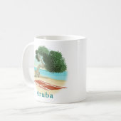 Aruba Beach with Divi Divi Tree コーヒーマグカップ (正面左)