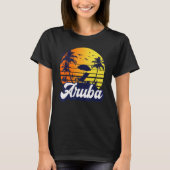 Aruba Caribe Sunset Beach Retro Tシャツ (正面)