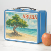 Aruba Divi Tree Eagle Beach watercolor メタルランチボックス (インサイチュ)