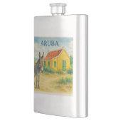 Aruba Donkey and Cunucu House Watercolor フラスク (左)