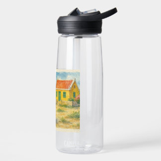 Aruba Donkey with Yellow Cunucu house watercolor ウォーターボトル