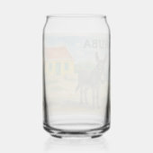 Aruba Donkey with Yellow Cunucu house watercolor ガラス缶 (正面)