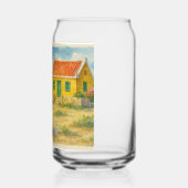 Aruba Donkey with Yellow Cunucu house watercolor ガラス缶 (右)