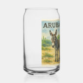Aruba Donkey with Yellow Cunucu house watercolor ガラス缶 (左)