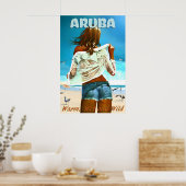 Aruba Dutch Caribbean Tropical Travel Poster Daisy ポスター (キッチン)