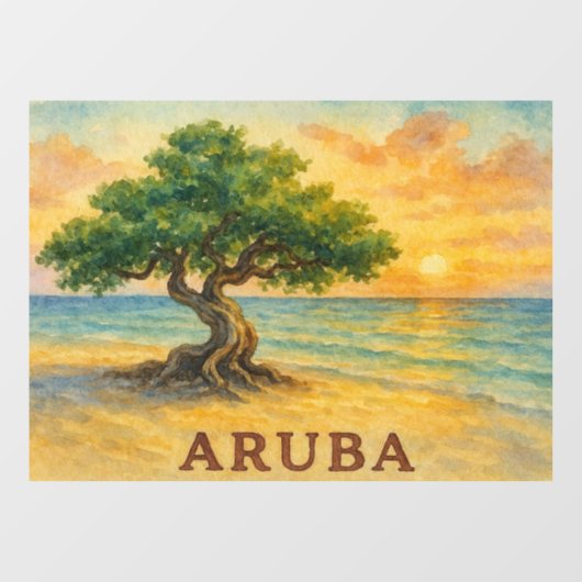 Aruba Eagle Beach Divi Tree Golden Hour ウィンドウサイン (シート)