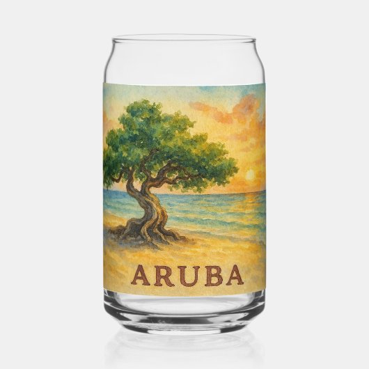 Aruba Eagle Beach Divi Tree Golden Hour ガラス缶 (裏面)