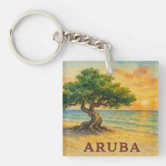 Aruba Eagle Beach Divi Tree Golden Hour キーホルダー (正面)