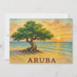 Aruba Eagle Beach Divi Tree Golden Hour サンキューカード