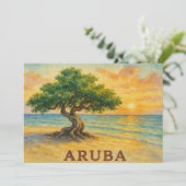 Aruba Eagle Beach Divi Tree Golden Hour サンキューカード (スタンド正面)