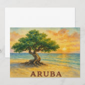 Aruba Eagle Beach Divi Tree Golden Hour サンキューカード (正面/裏面)
