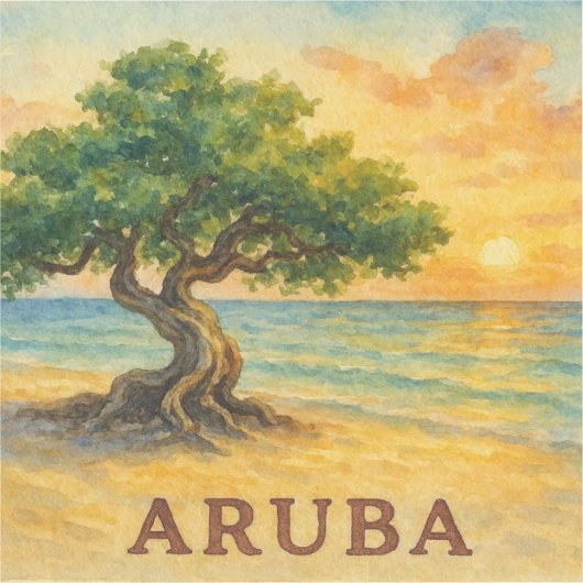 Aruba Eagle Beach Divi Tree Golden Hour シール (正面)