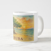 Aruba Eagle Beach Divi Tree Golden Hour ジャンボコーヒーマグカップ (正面右)