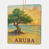 Aruba Eagle Beach Divi Tree Golden Hour セラミックオーナメント (左)