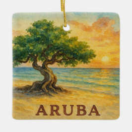 Aruba Eagle Beach Divi Tree Golden Hour セラミックオーナメント