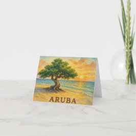Aruba Eagle Beach Divi Tree Golden Hour ノートカード