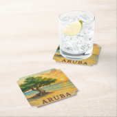 Aruba Eagle Beach Divi Tree Golden Hour ペーパーコースター (インサイチュ)