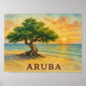 Aruba Eagle Beach Divi Tree Golden Hour ポスター (正面)