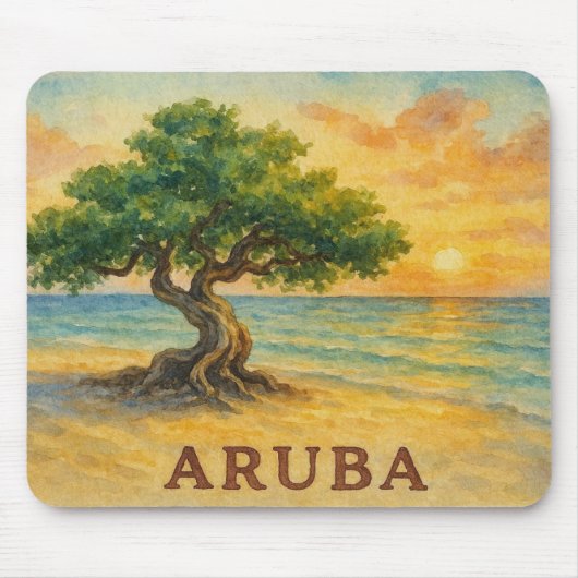 Aruba Eagle Beach Divi Tree Golden Hour マウスパッド (正面)