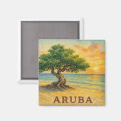 Aruba Eagle Beach Divi Tree Golden Hour マグネット (正面/裏面)