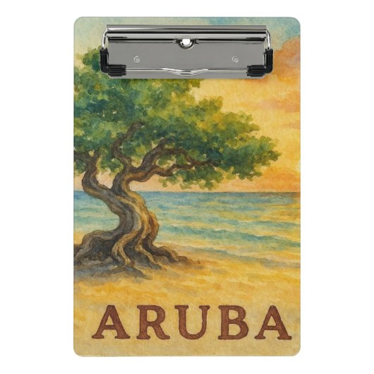 Aruba Eagle Beach Divi Tree Golden Hour ミニクリップボード (正面)