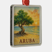 Aruba Eagle Beach Divi Tree Golden Hour メタルオーナメント (右)
