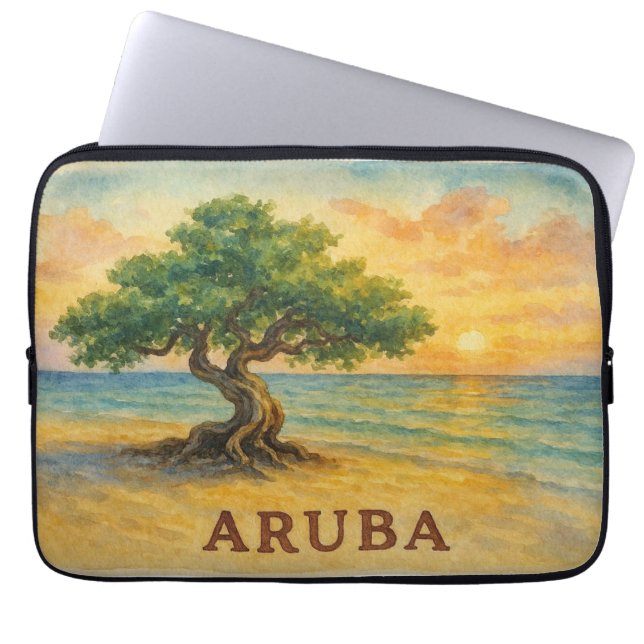 Aruba Eagle Beach Divi Tree Golden Hour ラップトップスリーブ (正面)