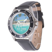 "Aruba Est. 1986" Beach With Flag 腕時計 (アングル)