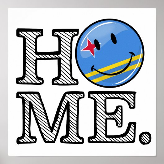 Aruba Flag Smiling House Warmer ポスター (正面)