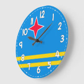 Aruba Flag Wall Clock – Patriotic Caribbean Decor ラージ壁時計 (傾斜)