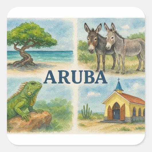 Aruba multiview watercolor スクエアシール (正面)
