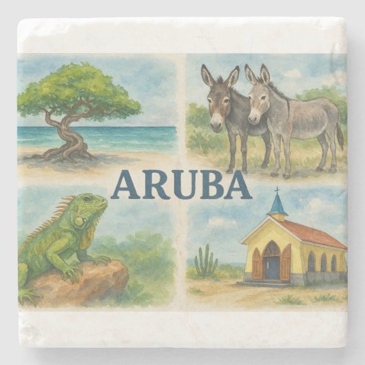 Aruba multiview watercolor ストーンコースター (正面)