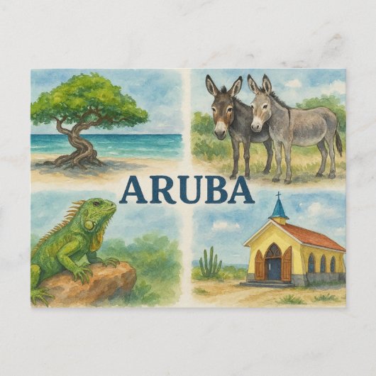 Aruba multiview watercolor ポストカード (正面)