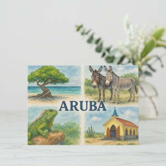 Aruba multiview watercolor 招待状 (スタンド正面)