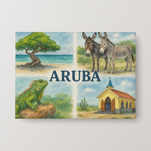Aruba multiview watercolor 缶バッジ (正面)