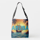 Aruba sailing ship sunset クロスボディバッグ (裏面)