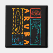 Aruba Vacation Wave Surfing Summer Beach Retro  マグネット (正面)
