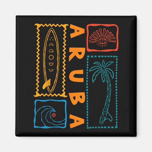 Aruba Vacation Wave Surfing Summer Beach Retro  マグネット (正面)