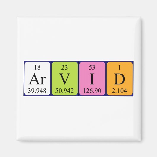 Arvid周期表名磁石 マグネット (正面)