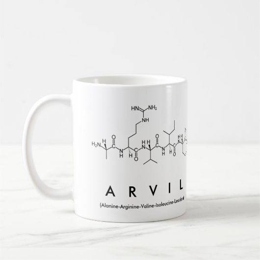 Arvilペプチド名mug コーヒーマグカップ (左)