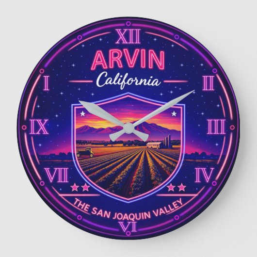 Arvin California Neon Valley  ラージ壁時計 (正面)